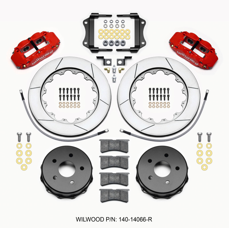 Wilwood Narrow Superlite 4R Rear Kit 14.00in Red 2007-up Jeep JK w/Lines - 140-14066-R
