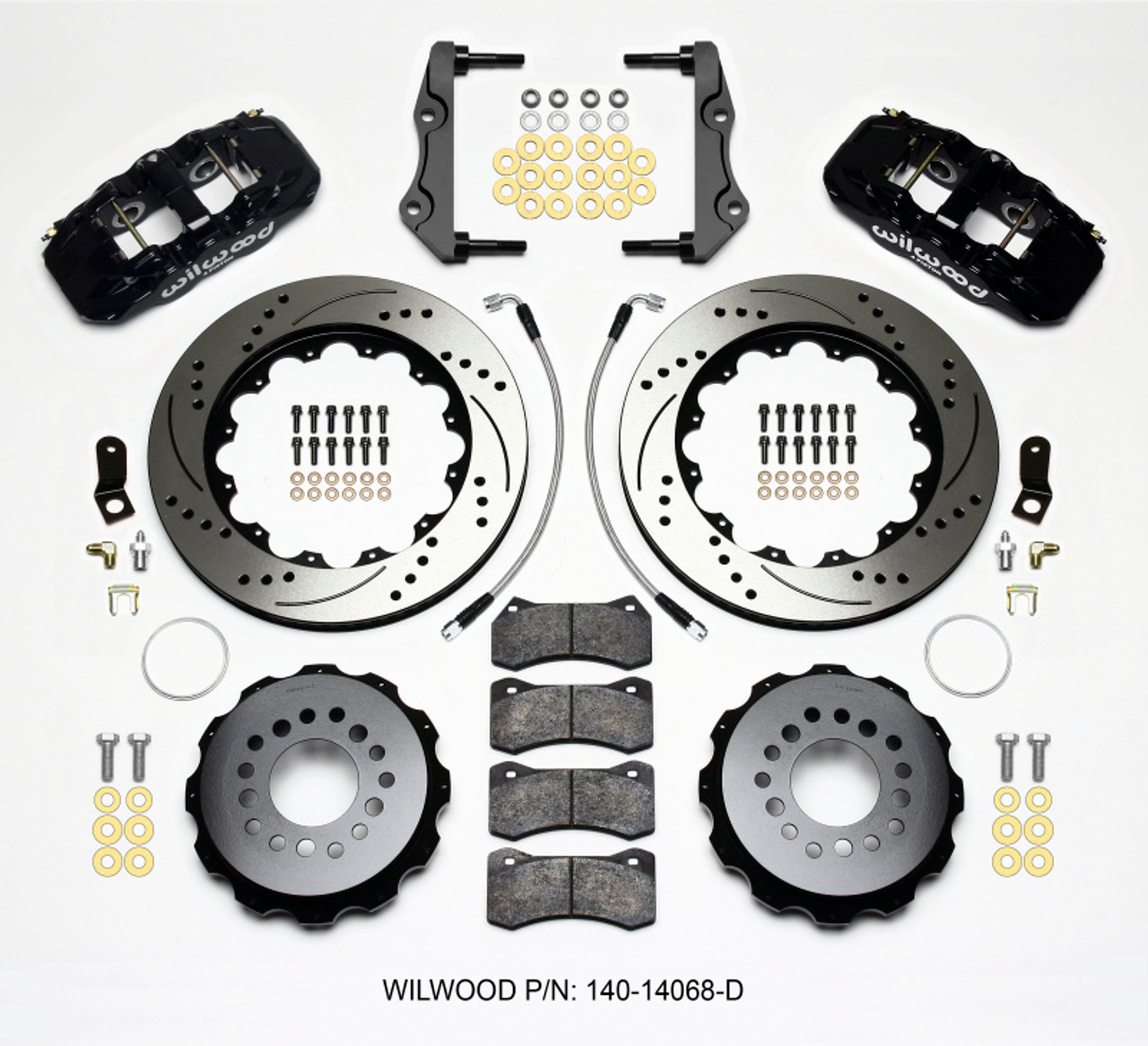 Wilwood AERO4 Rear Kit 14.25in Drilled 2014-Up Challenger w/Lines - 140-14068-D