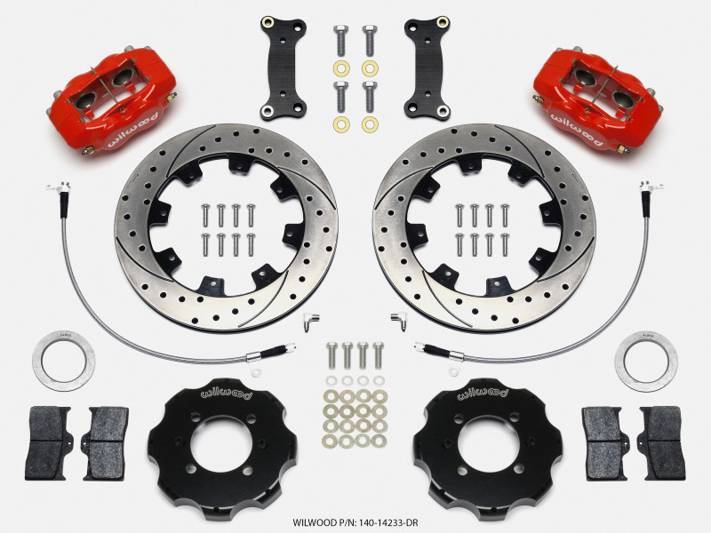 Wilwood Forged Dynalite Front Hat Kit 12.19in Drilled Red 2016-Up Mazda MX5 Miata w/ Lines - 140-14233-DR