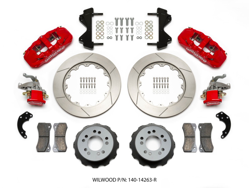 Wilwood AERO4 / MC4 Rear Kit 14.00 Red Currie Pro-Tour Unit Bearing Floater - 140-14263-R