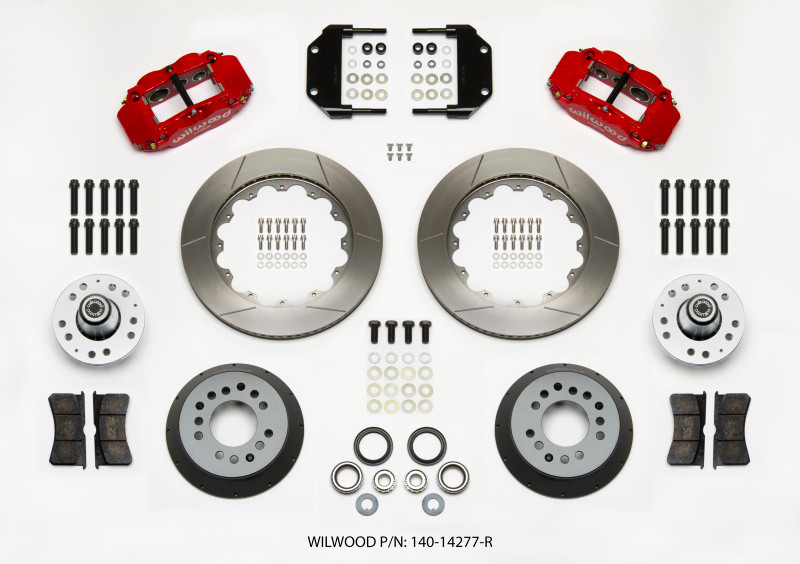 Wilwood Narrow Superlite 6R Front Hub Kit 14.00in Red Magnum Force Drop Spindle - 140-14277-R