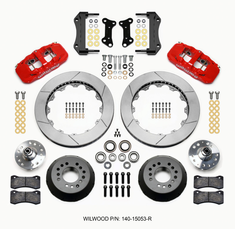 Wilwood AERO6 Front Hub Kit 15.00 Red 67-69 Camaro 64-72 Nova Chevelle - 140-15053-R