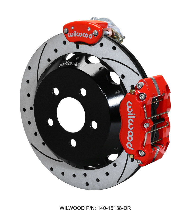 Wilwood Dynapro Radial / MC4 Rear Kit 12.88 Drilled & Slotted Red 2015 Ford Mustang w/Lines - 140-15138-DR