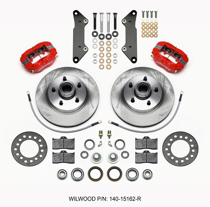 Wilwood Forged Dynalite-M Front Kit 11.88in 1 PC Rotor&Hub Red Cadillac 1957-60 - 140-15162-R