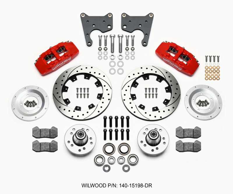 Wilwood Dynapro 6 Front Hub Kit 12.19in Drill Red 65-72 CDP C Body -Drum - 140-15198-DR