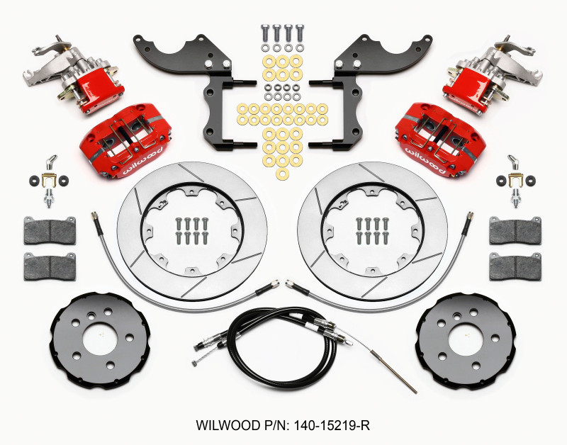 Wilwood Dynapro Radial4 / MC4 Rear Kit 12.19 Red 2014-2015 Mini Cooper w/Lines & Cables - 140-15219-R