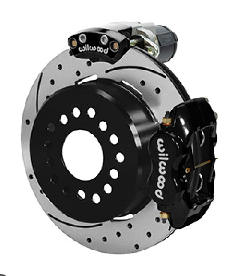Wilwood Forged Dynalite Rear Electronic Parking Brake Kit -Black Powder Coat Caliper - SRP D/S Rotor - 140-16164-D