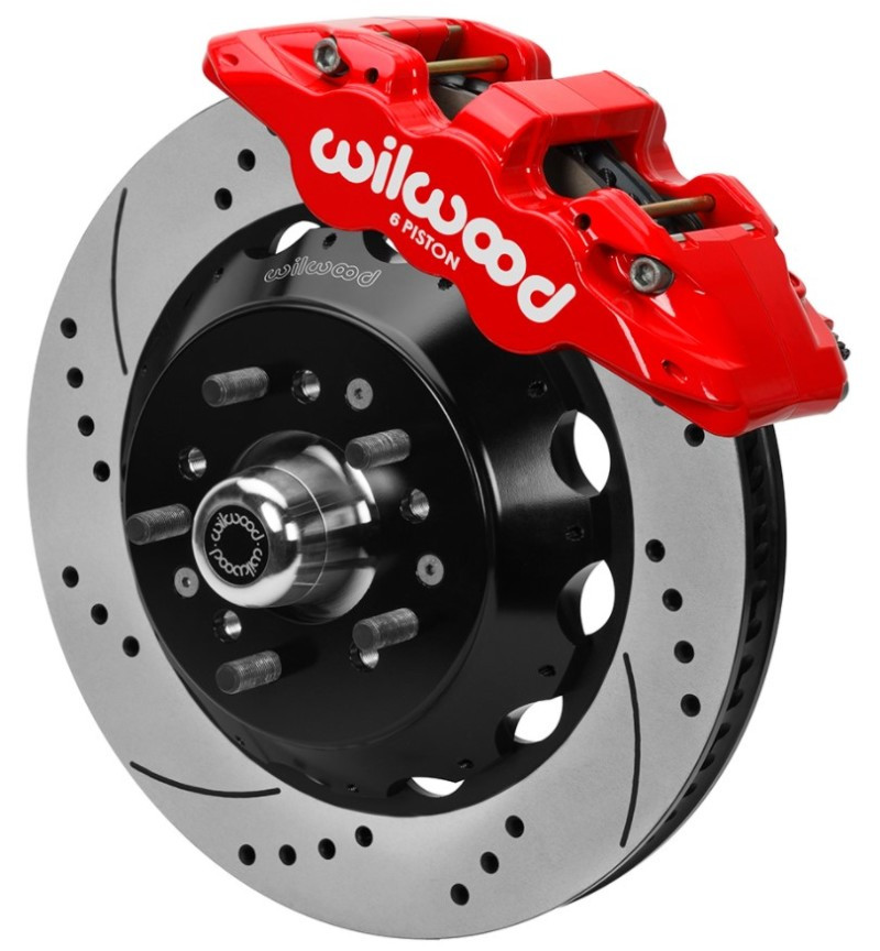 Wilwood 70-81 FBody/75-79 A&XBody AERO6 Frt BBK 14in D/S Rtr Red Calipers Use w/ Pro Drop Spindle - 140-16197-DR