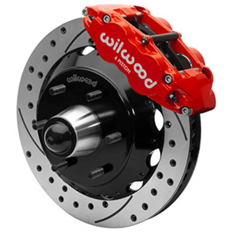 Wilwood 63-87 C10 CPP Spindle FNSL6R Front BBK 13in Drilled/Slotted 6x5.5 BC - Red - 140-16457-DR