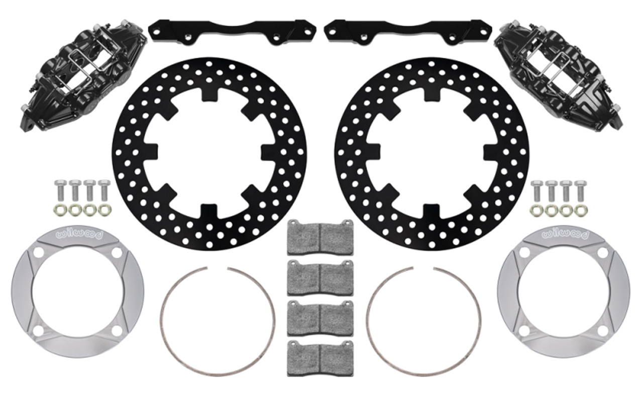 Wilwood 2014+ Polaris RZR XP 1000 Front Kit 11.25in Drilled - Black - 140-16632-D
