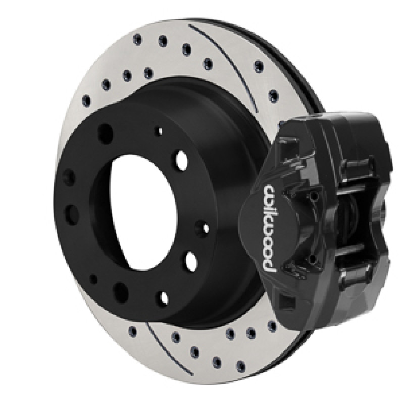 Wilwood 84-89 Porsche 911 D31 11.42in. Rear Brake Kit w/ Flex Lines - Drilled Rotors (Black) - 140-17656-D Photo - Primary