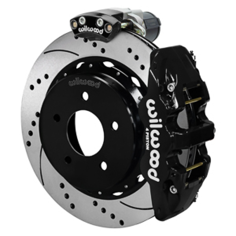 Wilwood 88-98 GM C1500 Aero4 Rear Elec. Parking Brake Kit 14in SRP Rotor 3.25in Offset - Blk - 140-18046-D Photo - Primary