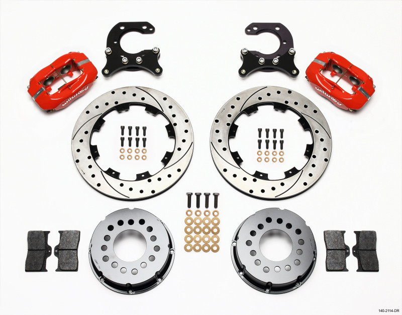 Wilwood Forged Dynalite P/S Rear Kit Drilled Red Big Ford 2.54in Offset - 140-2114-DR