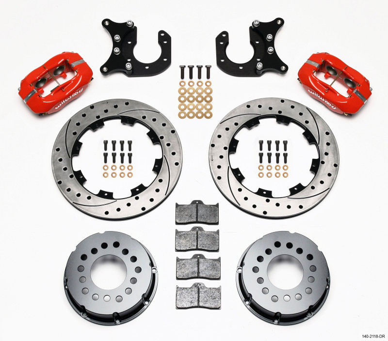 Wilwood Forged Dynalite P/S Rear Kit Drilled Red New Big Ford 2.50in Offset - 140-2118-DR