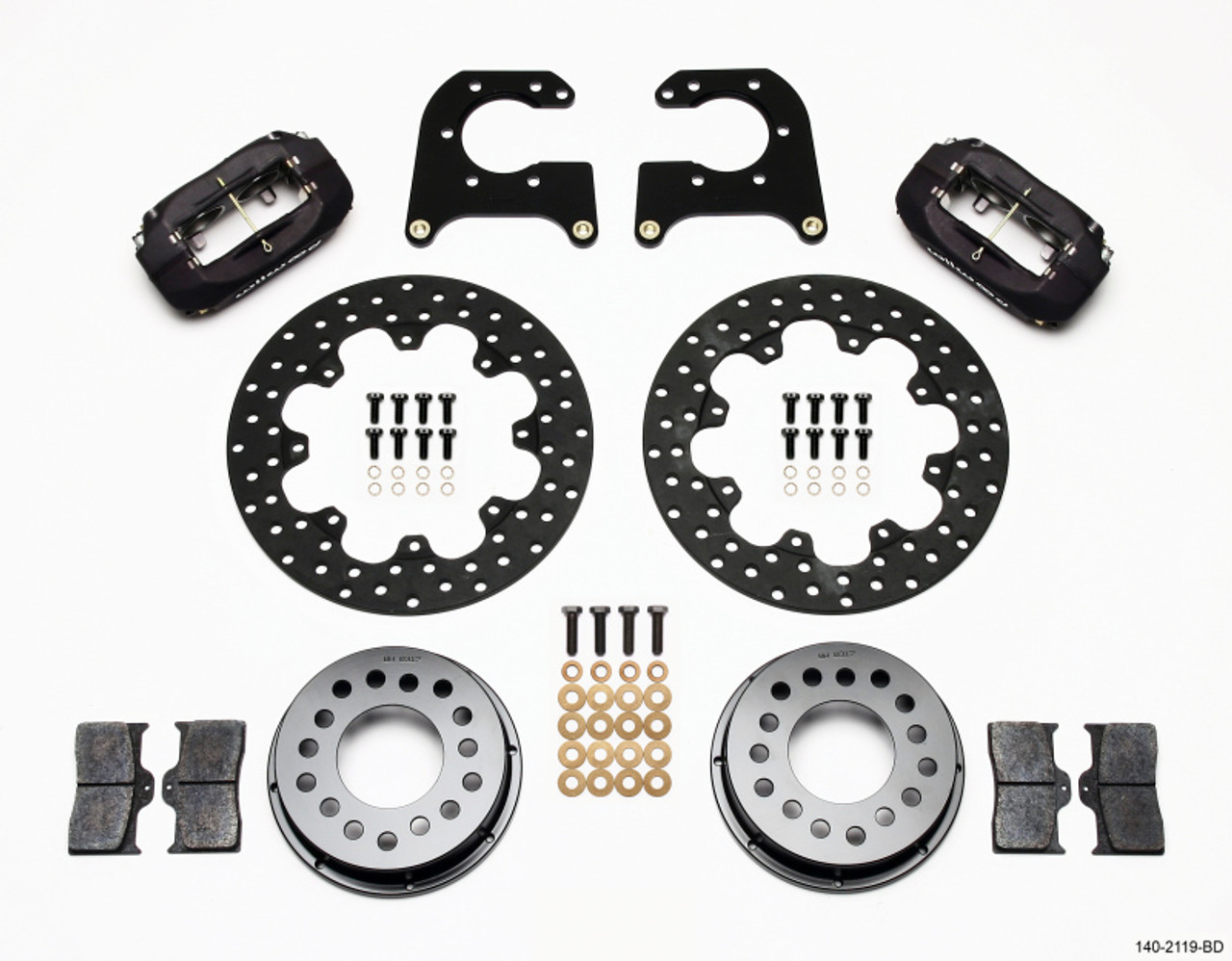 Wilwood Forged Dynalite Rear Drag Kit Drilled Rotor New Big Ford 2.50in Offset - 140-2119-BD