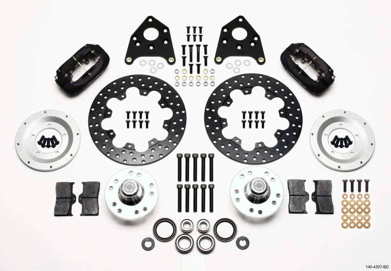 Wilwood Forged Dynalite Front Drag Kit Drilled Rotor 1965-1969 Mustang Disc & Drum Spindle - 140-4307-BD