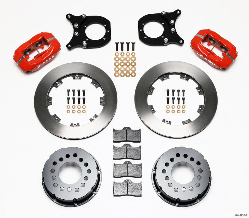 Wilwood Forged Dynalite P/S Rear Kit Red Chev 12 Bolt w/Clip Eliminator - 140-5236-R