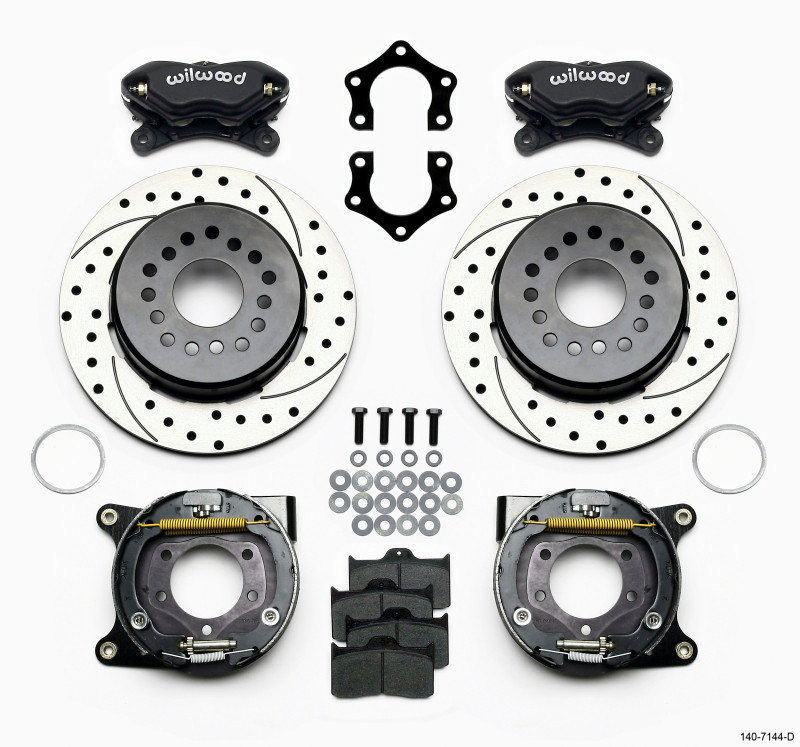 Wilwood Forged Dynalite P/S Park Brake Kit Drilled Mopar/Dana 2.36in Off w/Snap Ring Brng - 140-7144-D