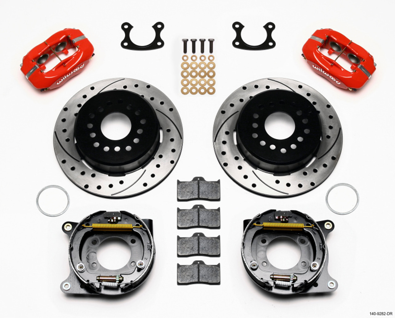Wilwood Forged Dynalite P/S Park Brake Kit Drill-Red Small Ford 2.50in Offset - 140-9282-DR