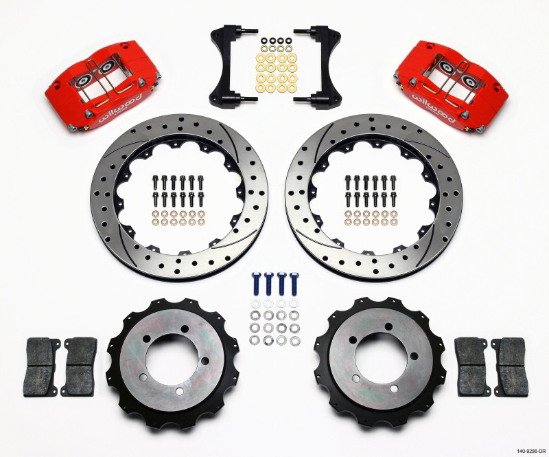 Wilwood Dynapro Radial Rear Kit 13.00in Drilled Red Mitsubishi EVO VIII - 140-9286-DR