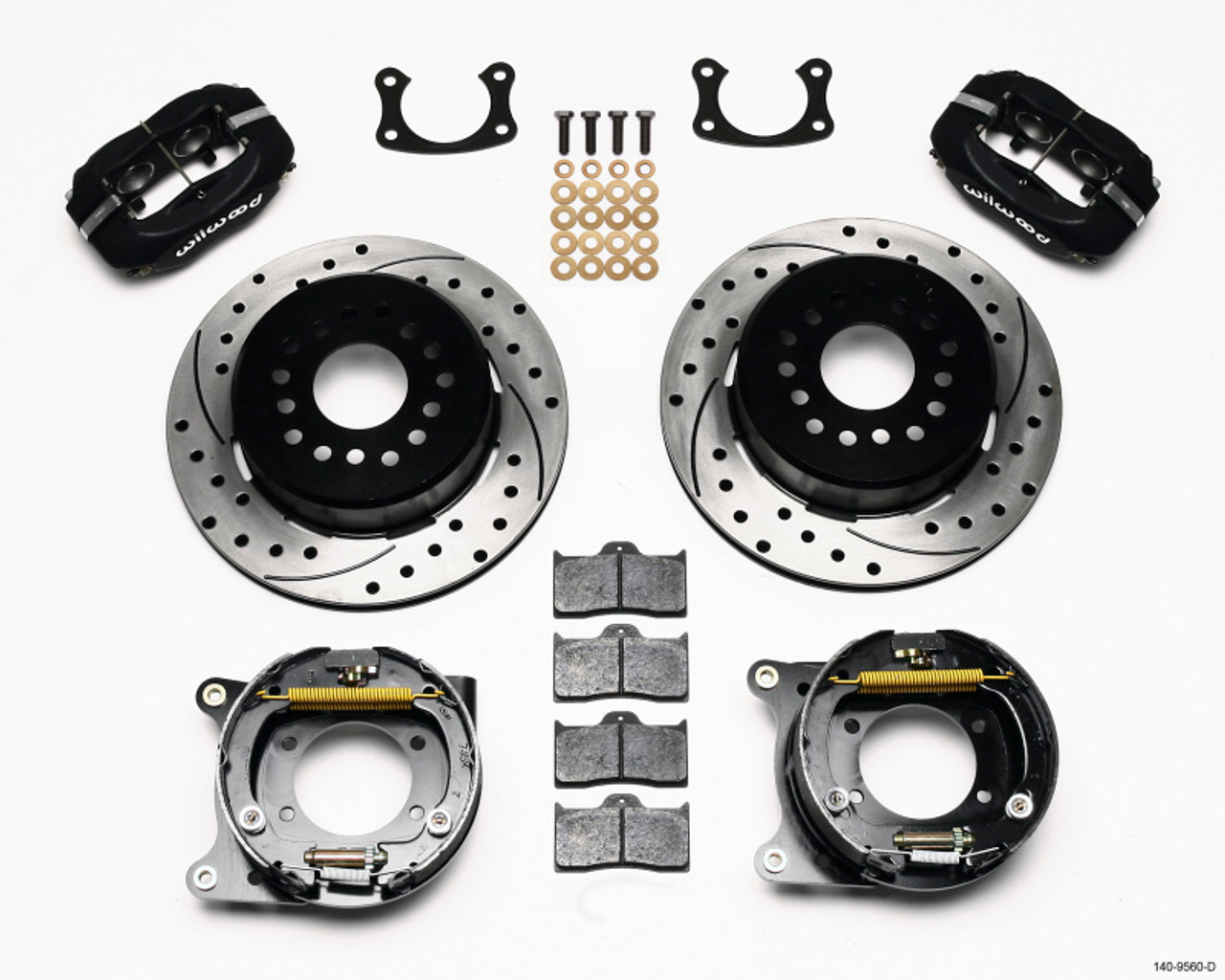 Wilwood Forged Dynalite P/S Park Brake Kit Drilled New Big Ford 2.50in offset Staggrd Shock - 140-9560-D