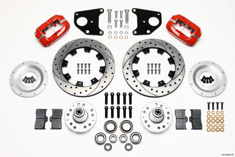 Wilwood Forged Dynalite Front Kit 12.19in Drilled Red 62-72 CDP B & E Body-Drum - 140-9828-DR