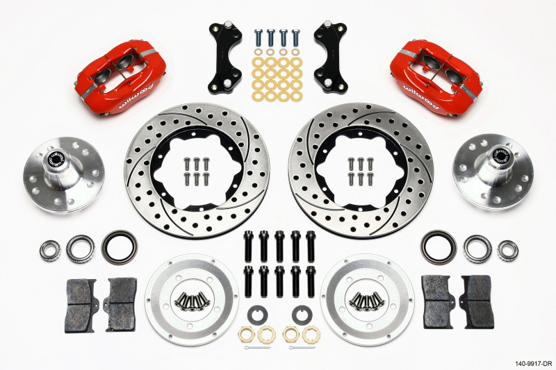 Wilwood Forged Dynalite Front Kit 11.00in Drilled-Red WWE ProSpindle - 140-9917-DR