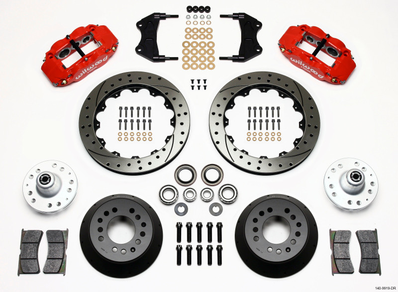 Wilwood Narrow Superlite 6R Front Hub Kit 12.88in Drill Red WWE ProSpindle - 140-9919-DR