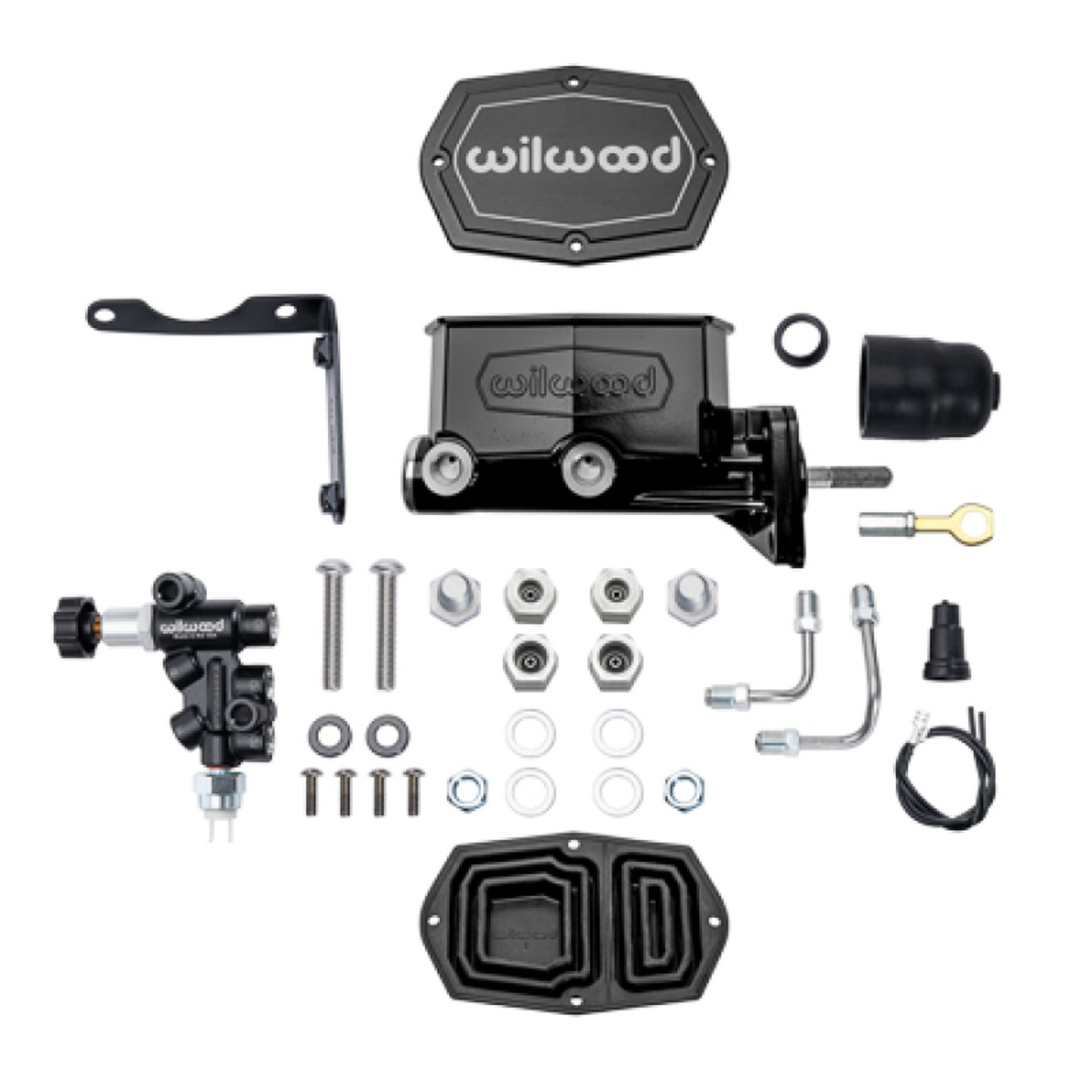 Wilwood Mopar Compact Tandem Master Cylinder Kit w/ Combination Valve & Pushrod 15/16in Bore - Black - 261-16796-BK