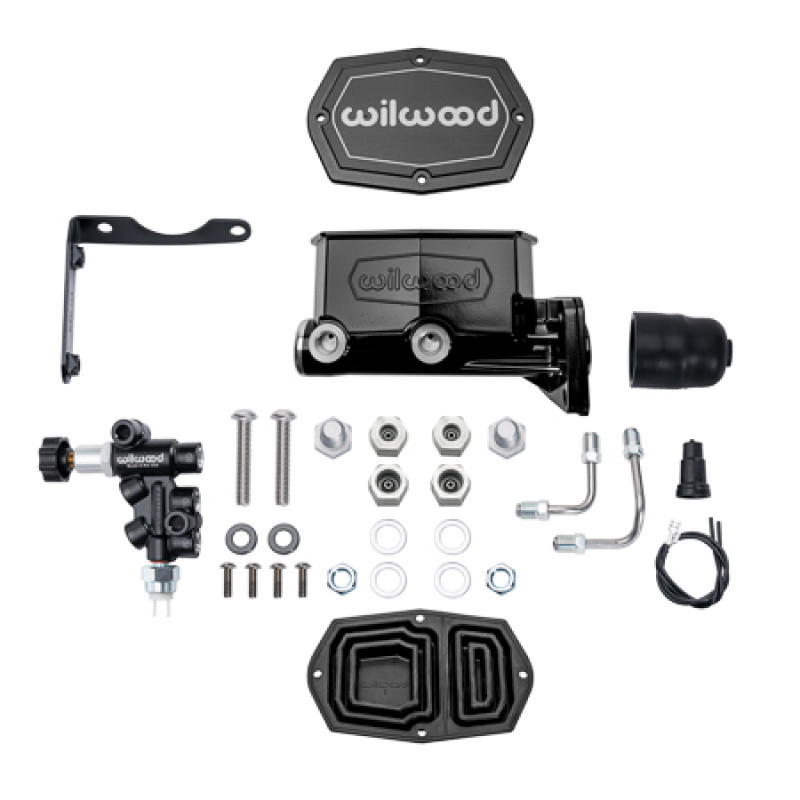 Wilwood MOPAR Compact Tandem M/C Kit w/ P-Valve 1in Bore - Black - 261-17798-BK Photo - Primary