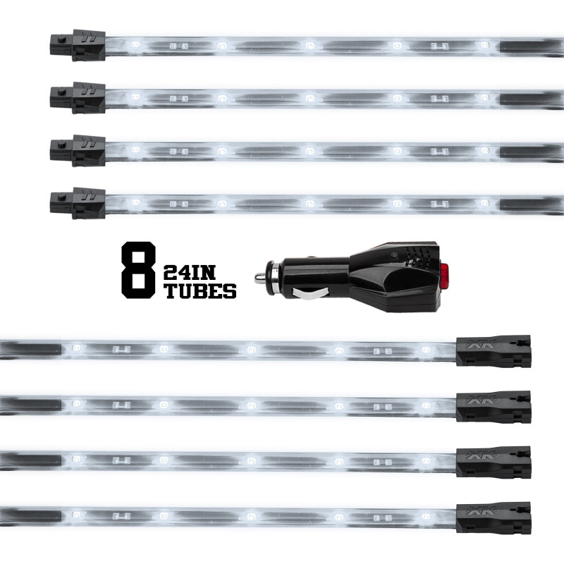 XK Glow Tube Single Color Underglow LED Accent Light Car/Truck Kit White - 8x24In - XK041002-W