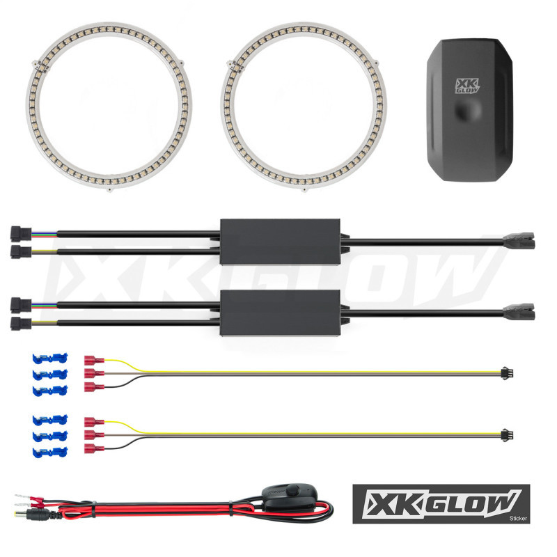 XK Glow 2x90mm - RGB Switchback Halo Million Color XKCHROME Smartphone App Controlled Kit - XK042008-90