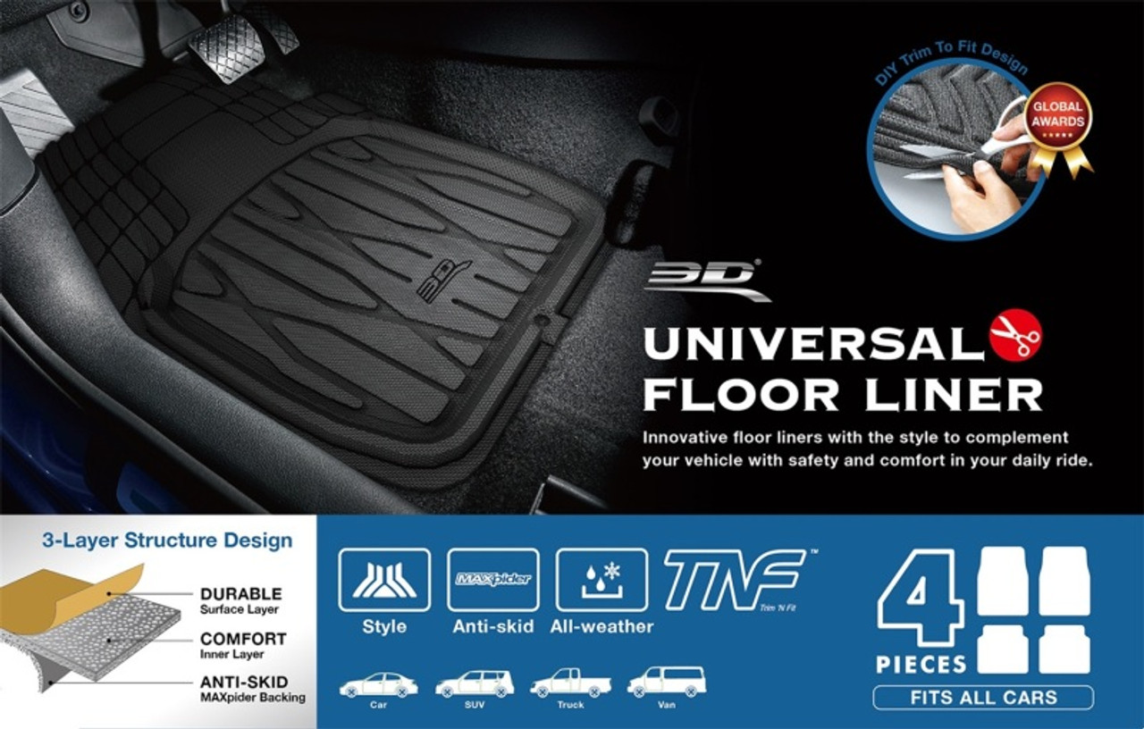 3D MAXpider 777-1 Universal Kagu Black Mat 4pcs (Size: L Front L 28in x W 21in Rear L 20in x 21in) - 2099L-09-FR4