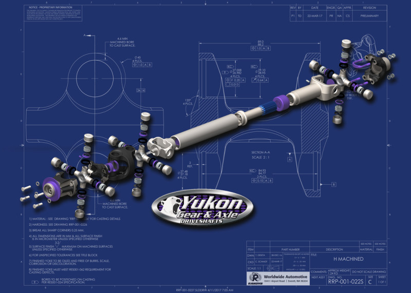 Yukon Gear Heavy Duty Driveshaft for 12-16 Jeep JK Rear 4-Door A/T Only - YDS009
