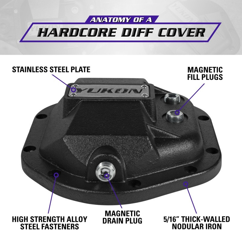 Yukon Gear Hardcore Diff Cover for Dana 44 - Nodular Iron Yukon Cover - YHCC-D44