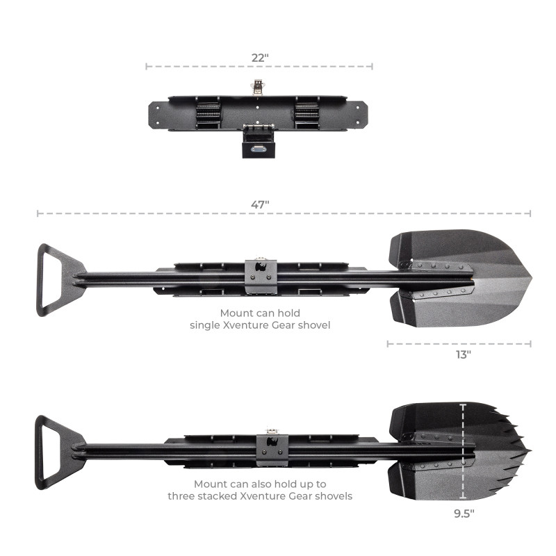 Go Rhino Xventure Gear Sharktooth Stackable Shovel - Textured Black - XG-RS50020T Photo - Close Up