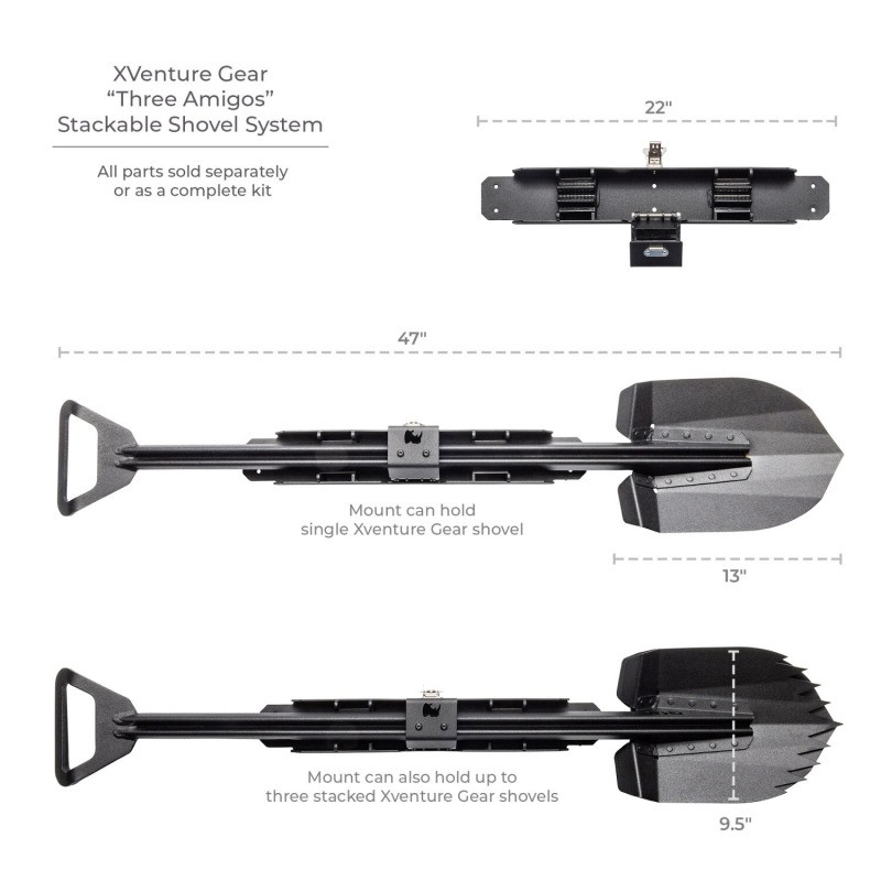 Go Rhino Xventure Gear Sharktooth Stackable Shovel - Textured Black - XG-RS50020T Photo - Close Up