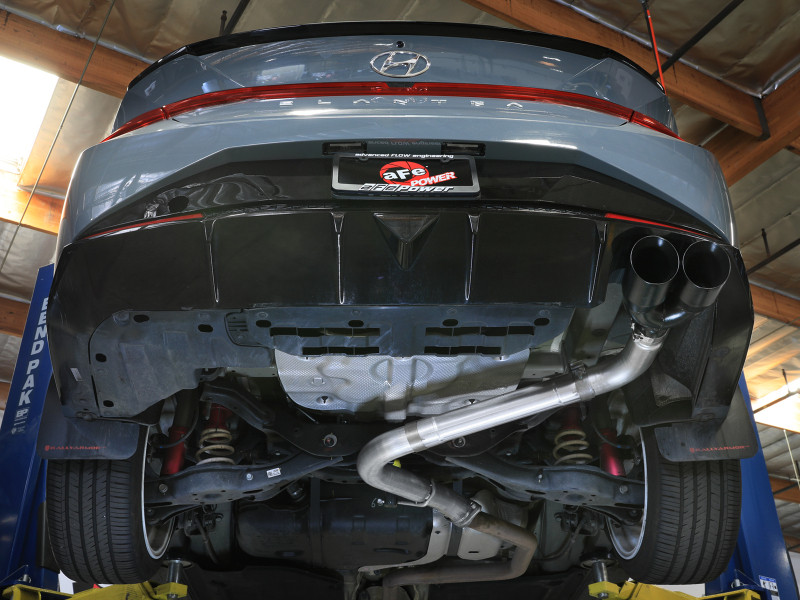 aFe Takeda 21-25 Hyundai Elantra 1.6L (t) 3in. SS Axle-Back Exhaust System w/Black Tips - 49-37045-B Photo - Mounted