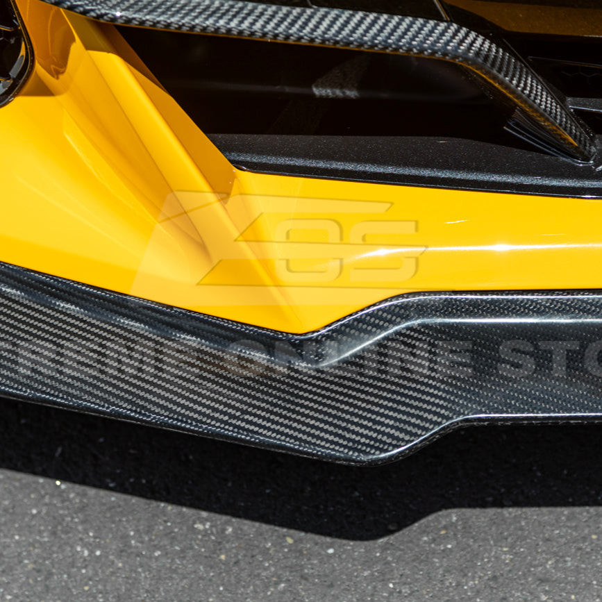 EOS Carbon Fiber Front Splitter & Candards Extended Z07 Style - 23+ C8 Corvette Z06 (FLIP-1176-BKCF_SPLITTER-528-BKCF)