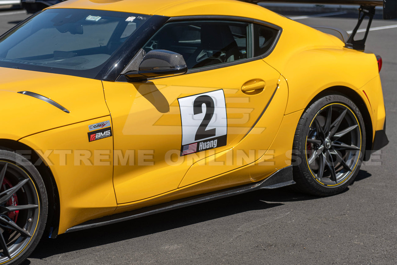 EOS Carbon Fiber Side Skirts - 2020+ Toyota Supra A90 (SS-542-BKCF)