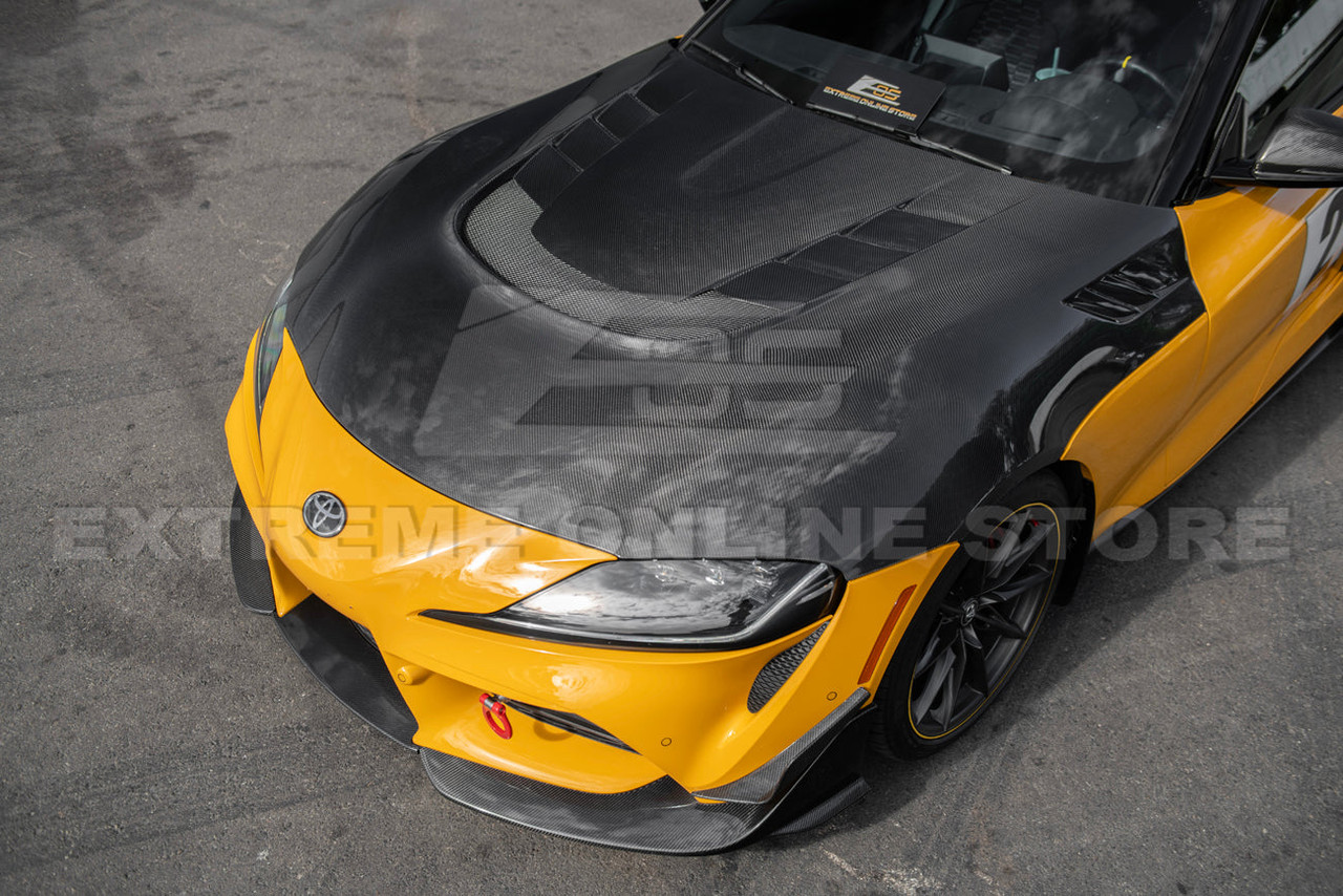 EOS Carbon Fiber Vented Hood - 2020+ Toyota Supra (HOOD-1008-BKCF)