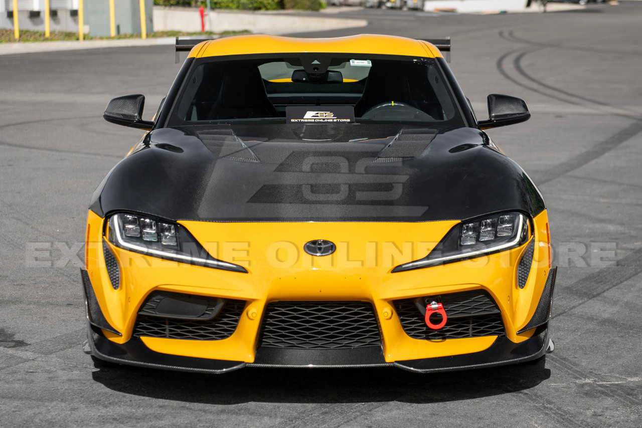 EOS Carbon Fiber Vented Hood - 2020+ Toyota Supra (HOOD-1008-BKCF)