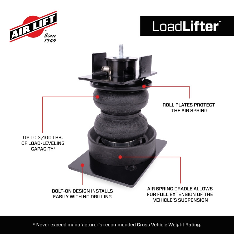 Air Lift 20-25 Jeep Gladiator (4WD) Load Lifter 5000 Air Spring Kit w/ Cradle - 57415