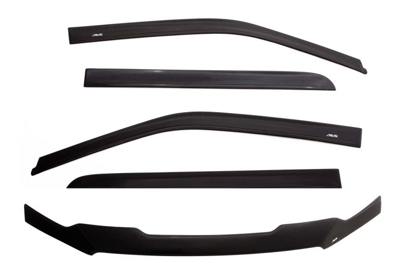 AVS 07-18 Jeep Wrangler (2 Door) Ventvisor & Aeroskin Deflector Combo Kit - Matte Black - 56020060