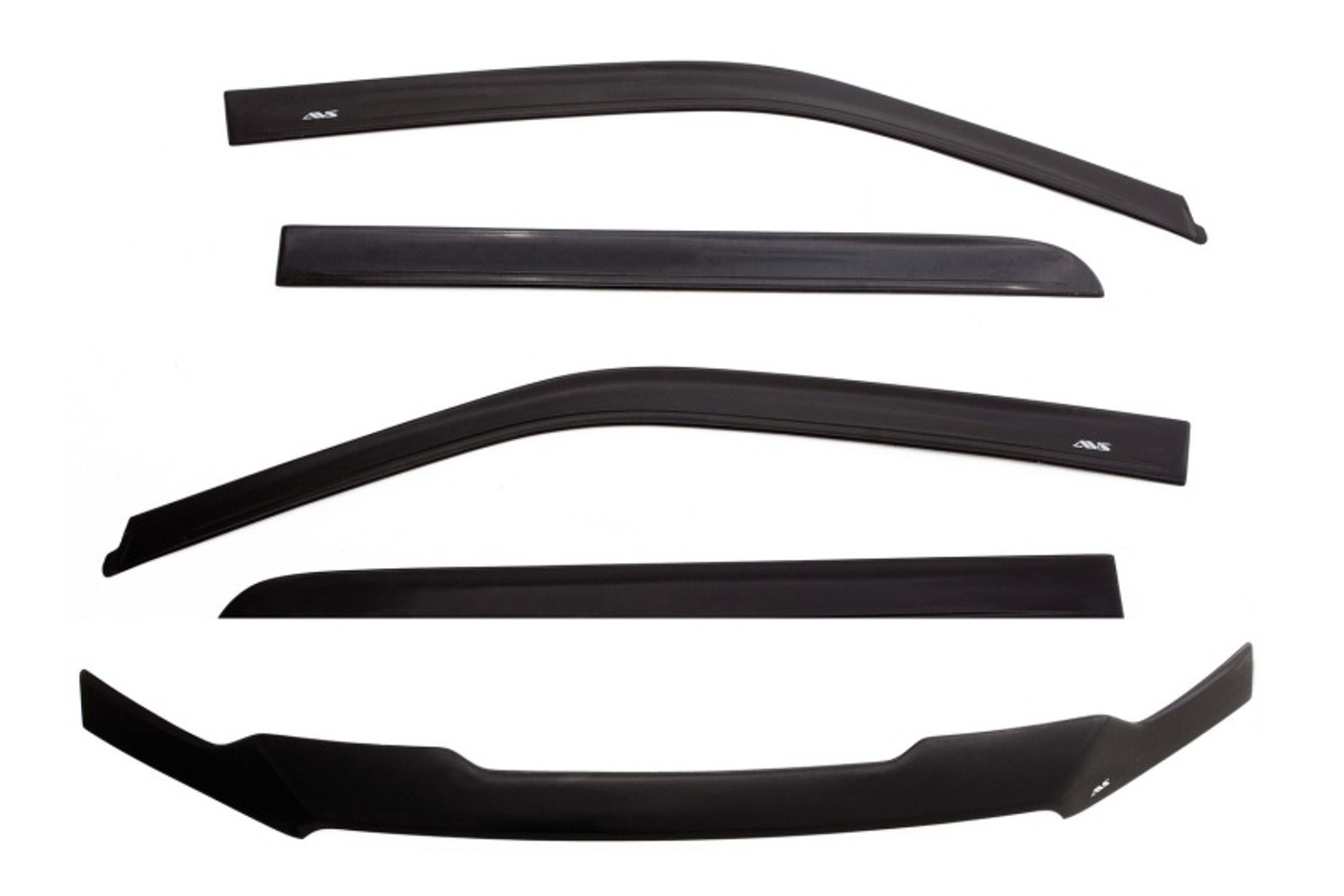 AVS 07-18 Jeep Wrangler Unlimited Ventvisor & Aeroskin Deflector Combo Kit - Matte Black - 56034060