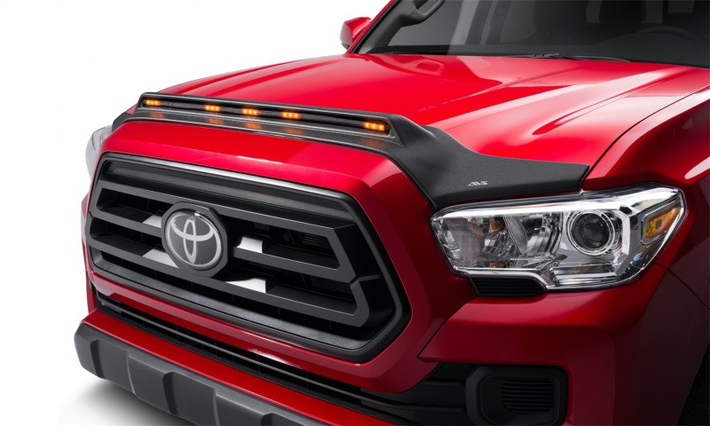 AVS 2016-2019 Toyota Tacoma Aeroskin Low Profile Hood Shield w/ Lights - Black - 753079