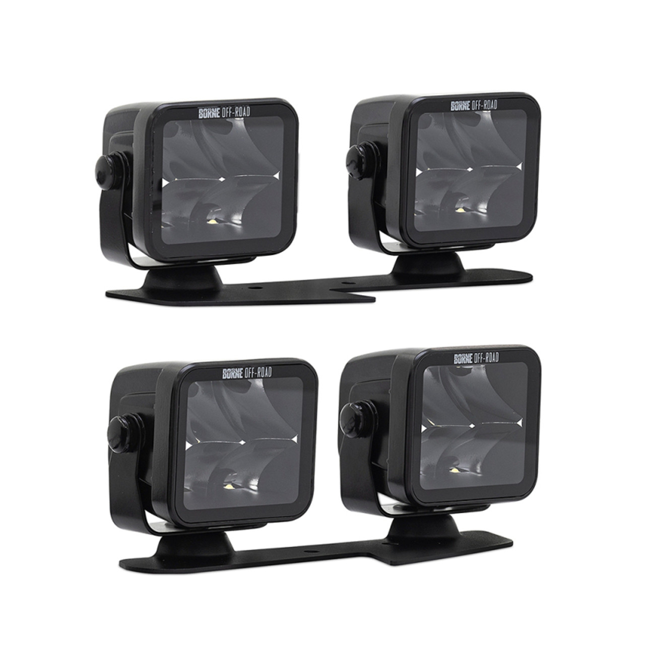 Borne Off-Road 21+ Bronco Light Pods 4pc Ditch 3x3 Flood Upfit - BNLT-BR-21-DT4FU