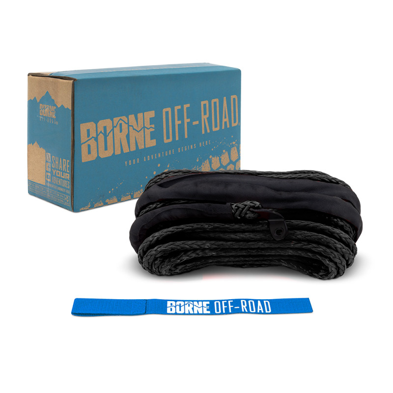 Borne Off-Road Synthetic Rope - 3/8in x 85ft - Black - BNWN-SR-38-85BK