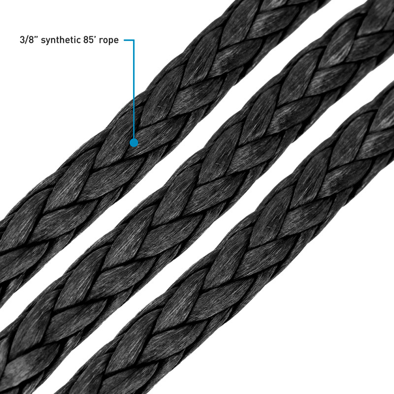 Borne Off-Road Synthetic Rope - 3/8in x 85ft - Black - BNWN-SR-38-85BK