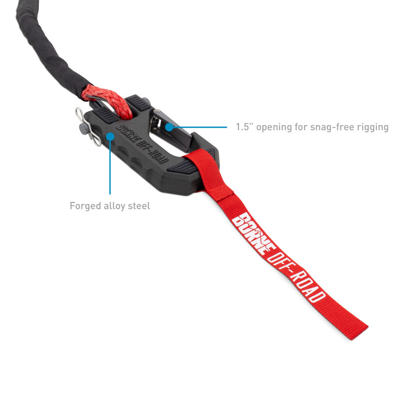 Borne Off-Road Winch Hook - 3/8in Rope - Hand Strap - Red - BNWN-SR-38-85KRD